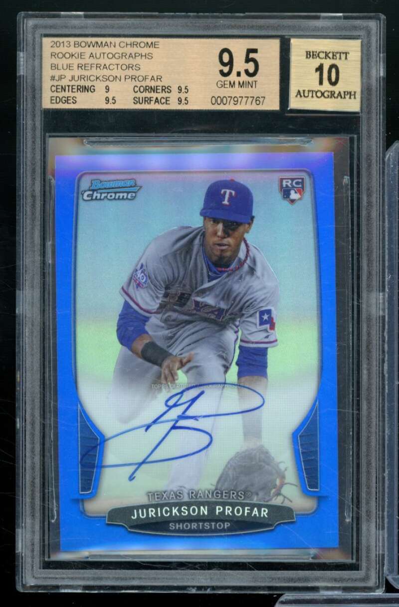 Jurickson Profar Rookie Card 2013 Bowman Chrome Blue Refractors #JP BGS 9.5 Image 1