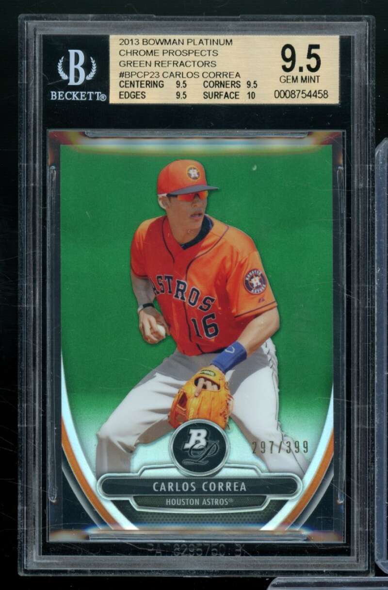 Carlos Correa Rookie 2013 Bowman Platinum Chrome Green Refractors #23 BGS 9.5 Image 1