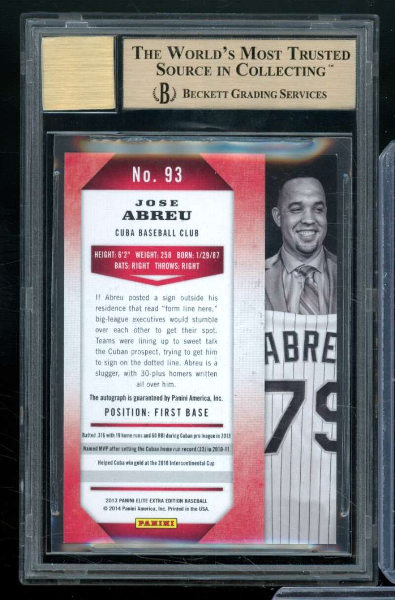 Jose Abreu Card 2013 Elite Extra Edition Franchise Future Red Ink #93 BGS 9.5 Image 2