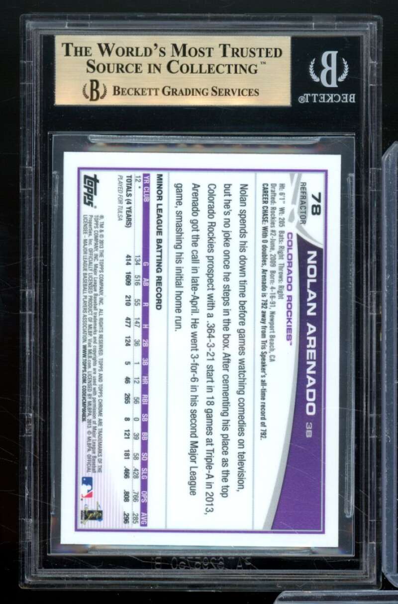 Nolan Arenado Card 2013 Topps Chrome Purple Refractors #78 BGS 9.5 Image 2