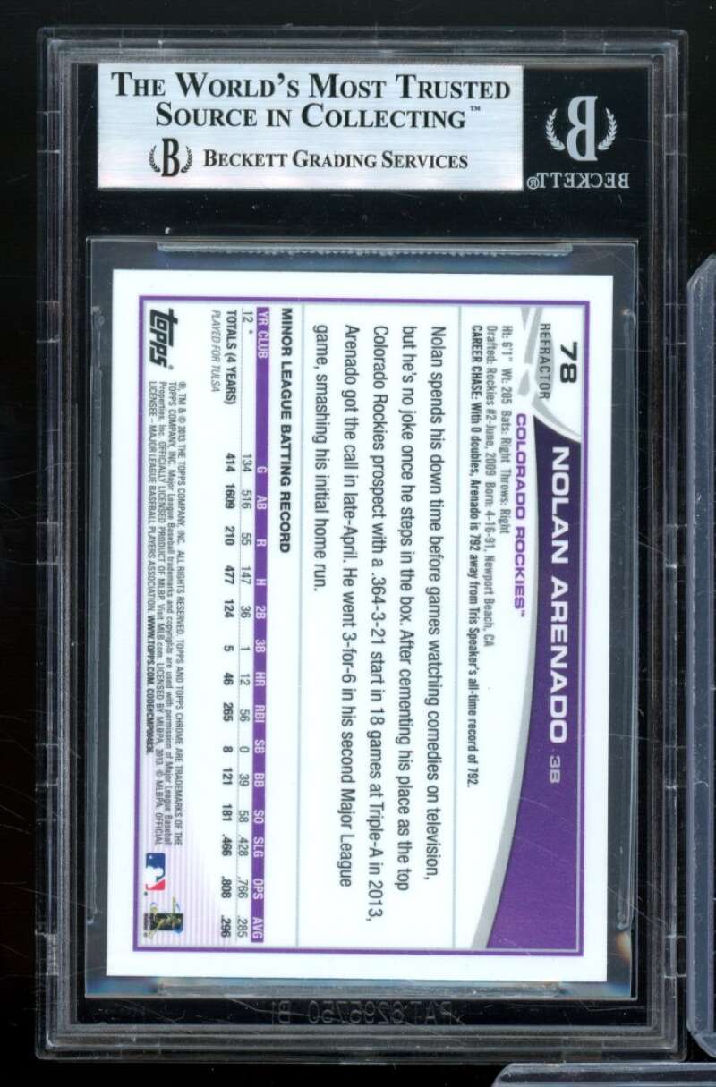 Nolan Arenado Card 2013 Topps Chrome Refractors #78 BGS 8.5 Image 2