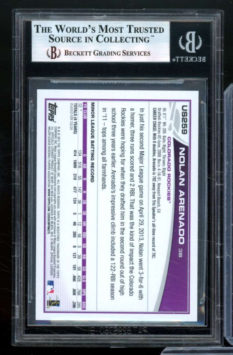 Nolan Arenado Rookie Card 2013 Topps Update Wal-Mart Blue Border #US259 BGS 9 Image 2