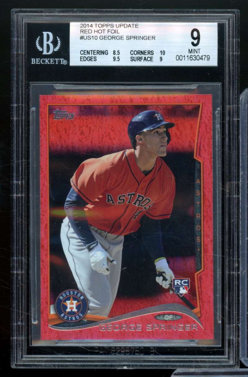 George Springer Rookie Card 2014 Topps Update Red Hot Foil #US10 BGS 9 Image 1