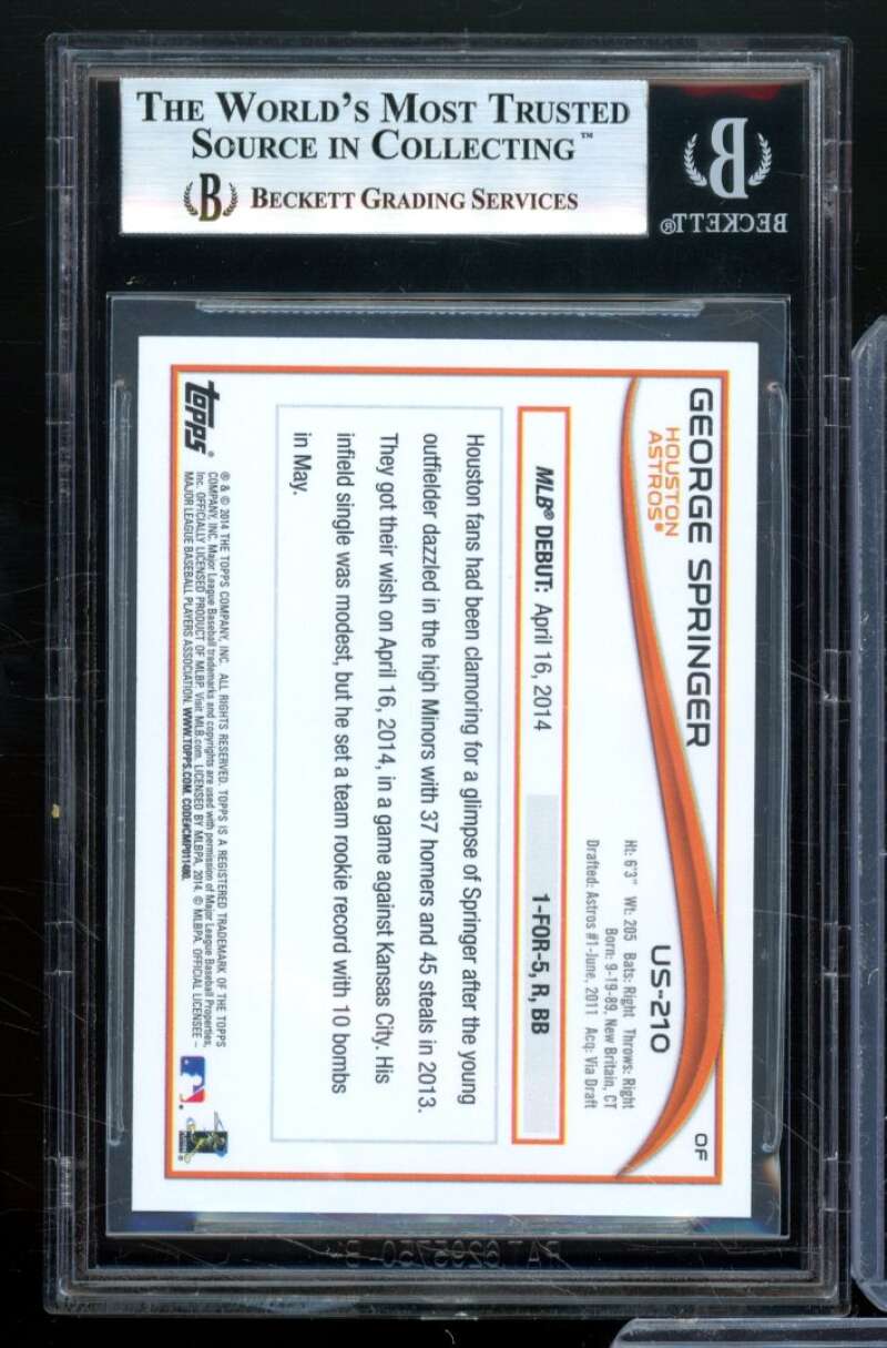 George Springer Card 2014 Topps Update Target Red Border #US210 BGS 9 Image 2