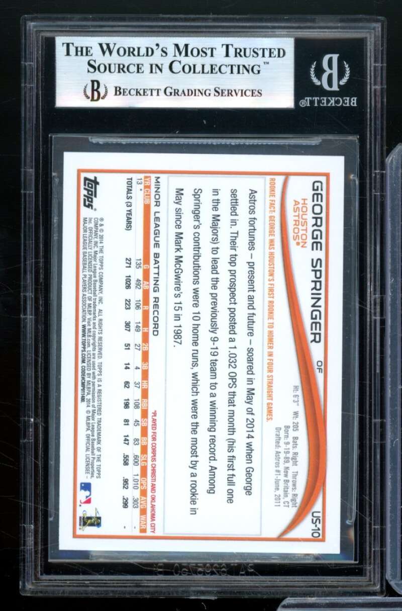 George Springer Rookie Card 2014 Topps Update Wal-Mart Blue Border #US10 BGS 9 Image 2