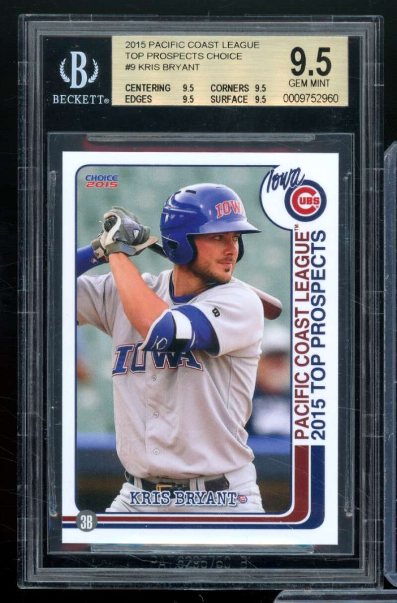 Kris Bryant Rookie Card 2015 Top Prospects Choice #9 BGS 9.5 Image 1