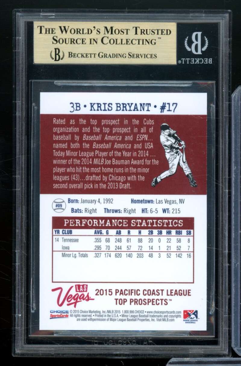 Kris Bryant Rookie Card 2015 Top Prospects Choice #9 BGS 9.5 Image 2