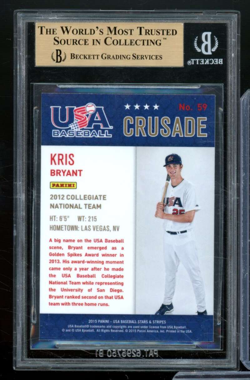 Kris Bryant Rookie Card 2015 USA Baseball Stars Stripes Crusade Blue #59 BGS 9.5 Image 2