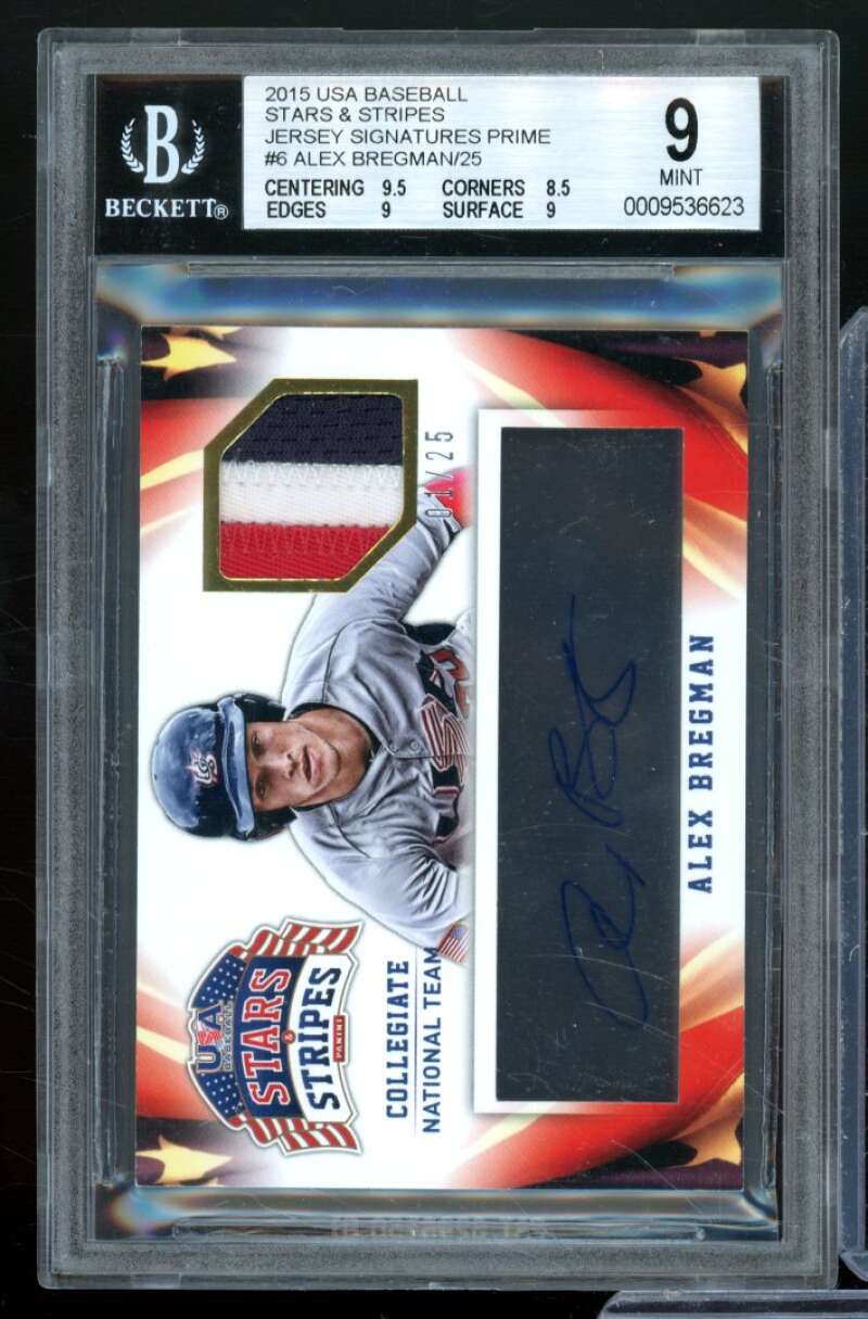 Alex Bregman 2015 USA Baseball Stars Stripes Jersey Signatures Prime #6 BGS 9 Image 1