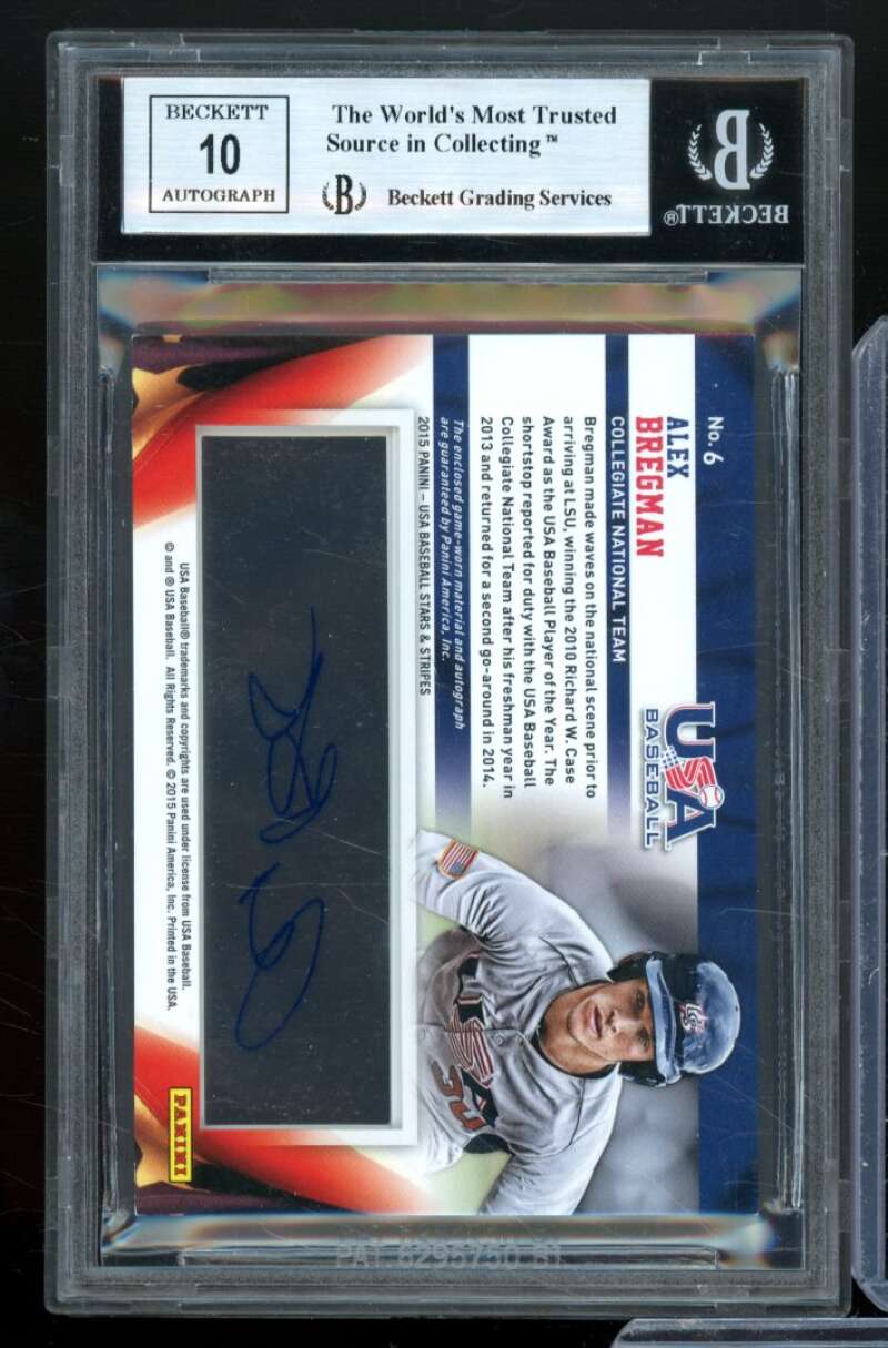 Alex Bregman 2015 USA Baseball Stars Stripes Jersey Signatures Prime #6 BGS 9 Image 2