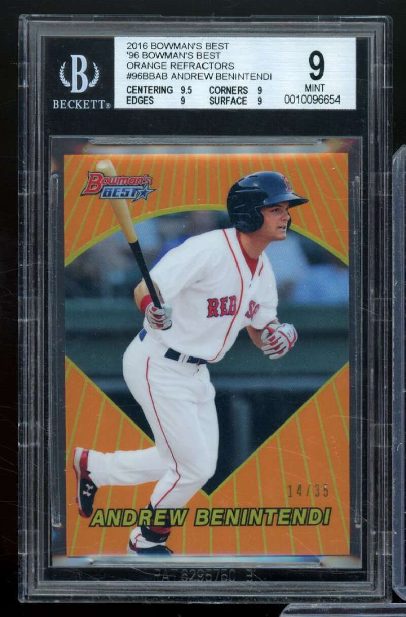 Andrew Benintendi Card 2016 Bowman's Best Orange Refractors #96Bbab BGS 9 Image 1