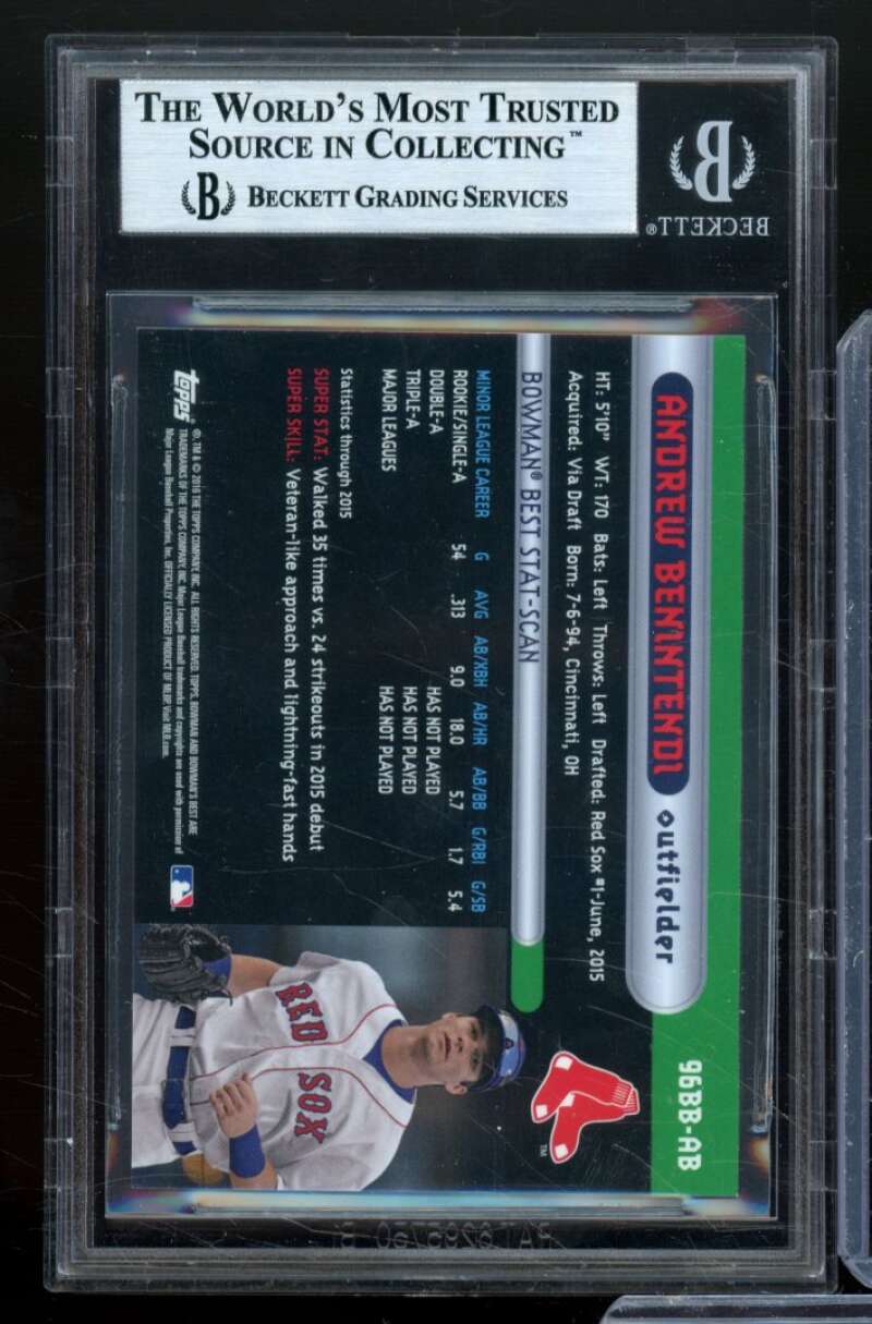 Andrew Benintendi Card 2016 Bowman's Best Orange Refractors #96Bbab BGS 9 Image 2