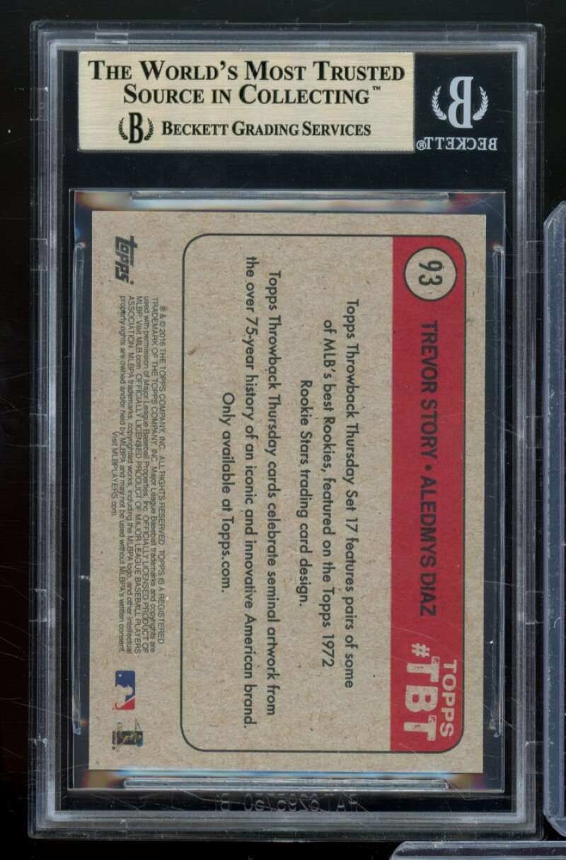 Trevor Story/Aledmys Diaz Rookie Card 2016 Topps Throwback Thursday #93 BGS 9.5 Image 2