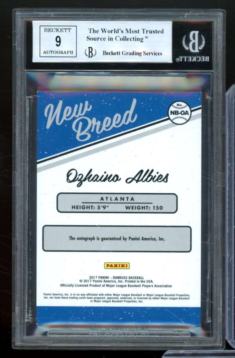 Ozzie Albies Rookie Card 2017 Donruss New Breed Autographs Gold #NBOA BGS 8.5 Image 2