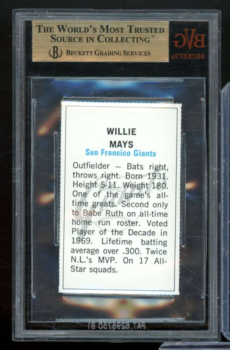 Willie Mays Card 1971 Dell Today's Team Stamps #257 BVG BGS 9.5 Image 2