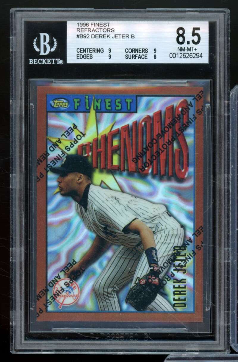 Derek Jeter Card 1996 Finest Refractors #B92 BGS 8.5 Image 1