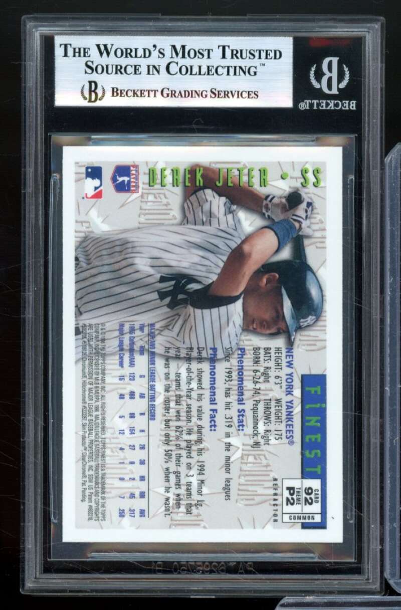 Derek Jeter Card 1996 Finest Refractors #B92 BGS 8.5 Image 2