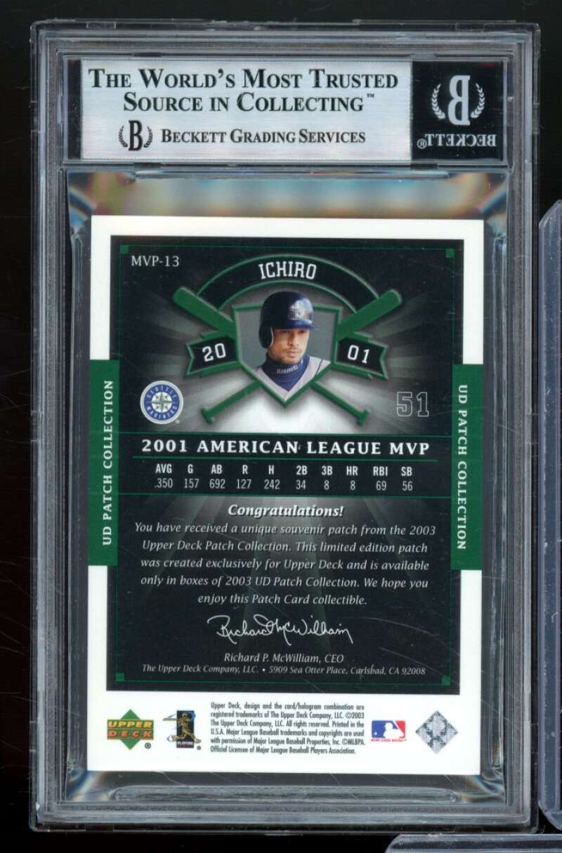 Ichiro Suzuki Card 2003 UD Patch Collection MVP's #MVP13 BGS 9 Image 2