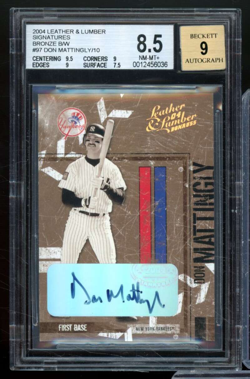 Don Mattingly 2004 Leather Lumber Signatures Bronze B/W (#d 7 of 10) #97 BGS 8.5 Image 1