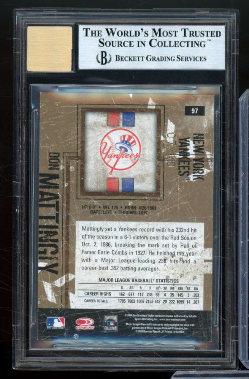 Don Mattingly 2004 Leather Lumber Signatures Bronze B/W (#d 7 of 10) #97 BGS 8.5 Image 2