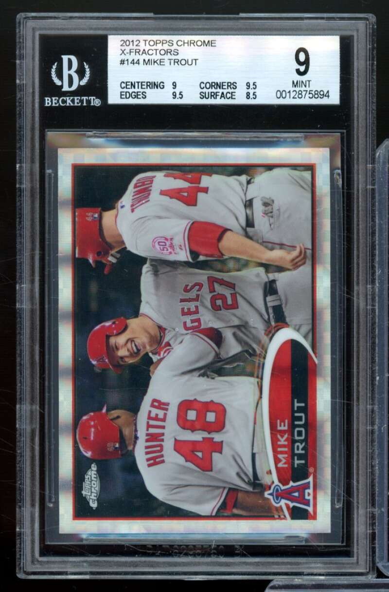 Mike Trout Card 2012 Topps Chrome X-Fractors #144 BGS 9 Image 1