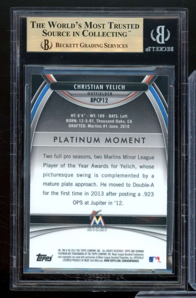 Christian Yelich 2013 Bowman Platinum Chrome Prospects X-Fractors #12 BGS 9.5 Image 2