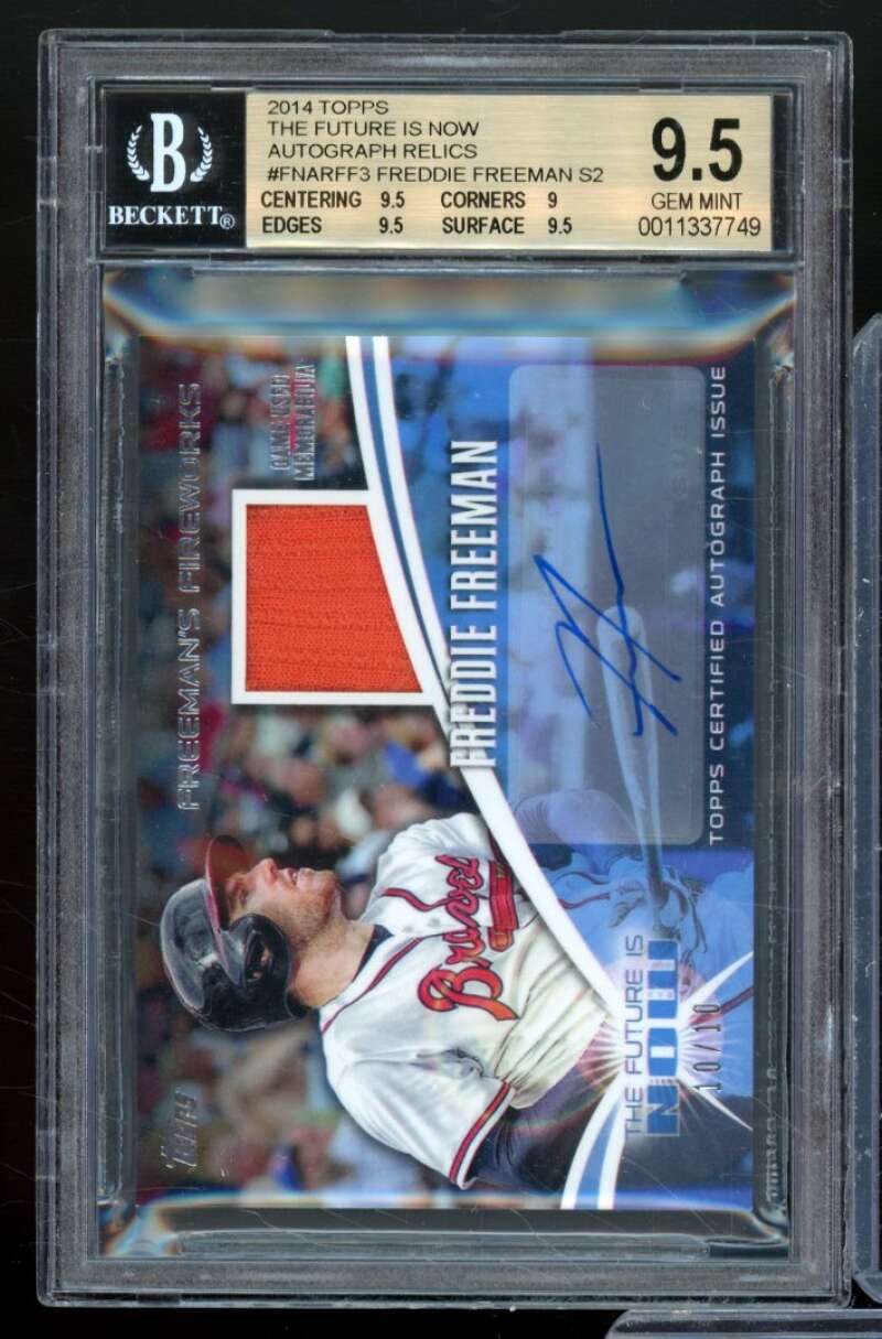 Freddie Freeman 2014 Topps Future Now Autograph Relics (Ser # 10/10) #3 BGS 9.5 Image 1