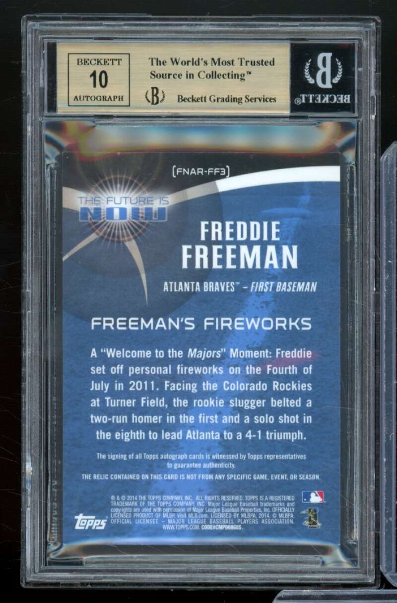 Freddie Freeman 2014 Topps Future Now Autograph Relics (Ser # 10/10) #3 BGS 9.5 Image 2