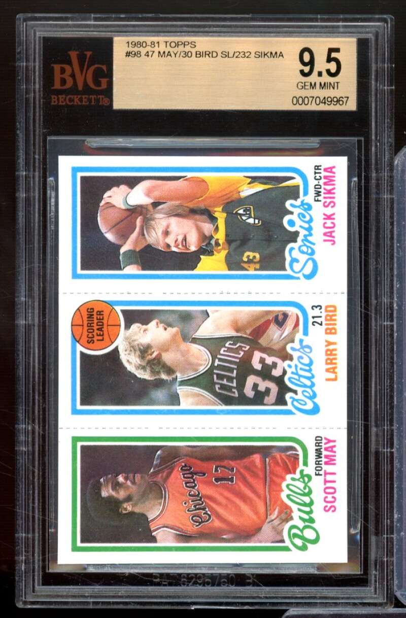 Sikma/May/Larry Bird Rookie Card 1980-81 Topps #98 BVG BGS 9.5 Image 1