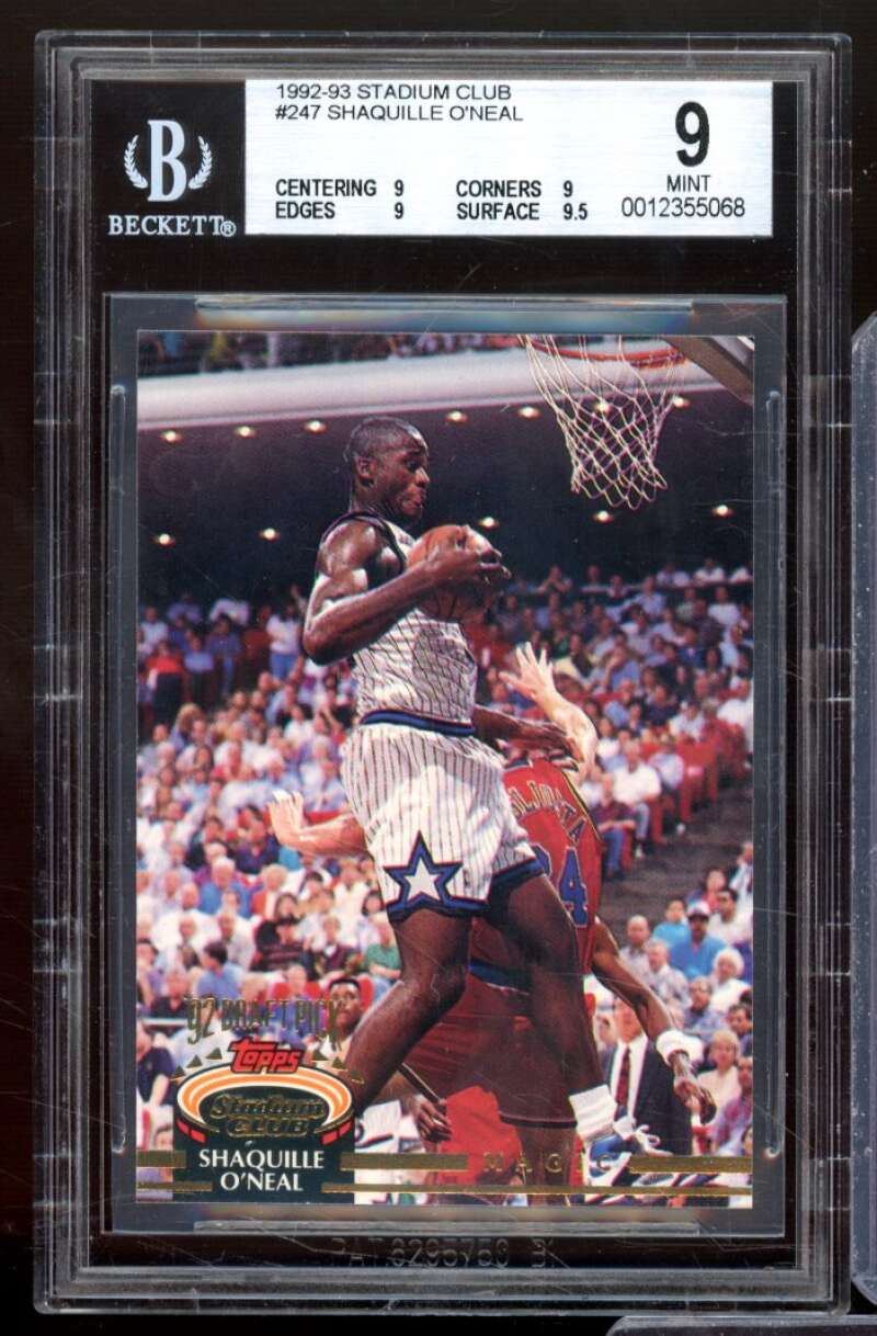 Shaquille O'Neal Rookie Card 1992-93 Stadium Club #247 BGS 9 Image 1