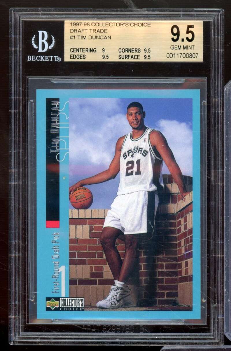 Tim Duncan Rookie Card 1997-98 Collector's Choice Draft Trade #1 BGS 9.5 Image 1