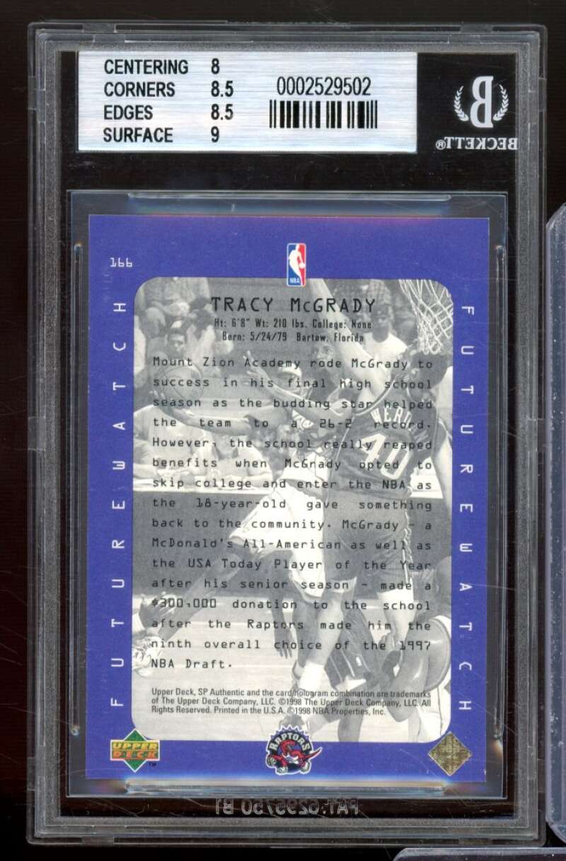 Tracy McGrady Rookie Card 1997-98 SP Authentic #166 BGS 8.5 Image 2