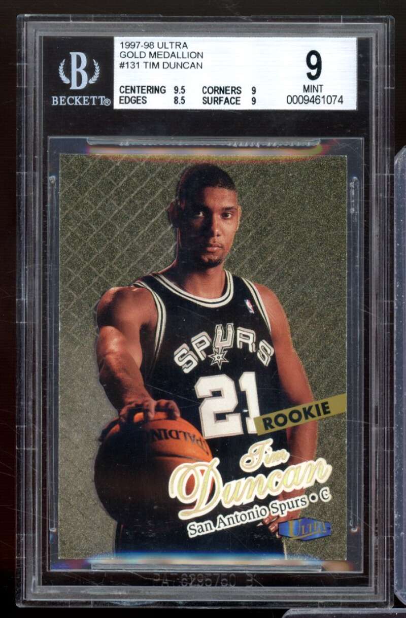 Tim Duncan Rookie Card 1997-98 Ultra Gold Medallion #131 BGS 9 Image 1