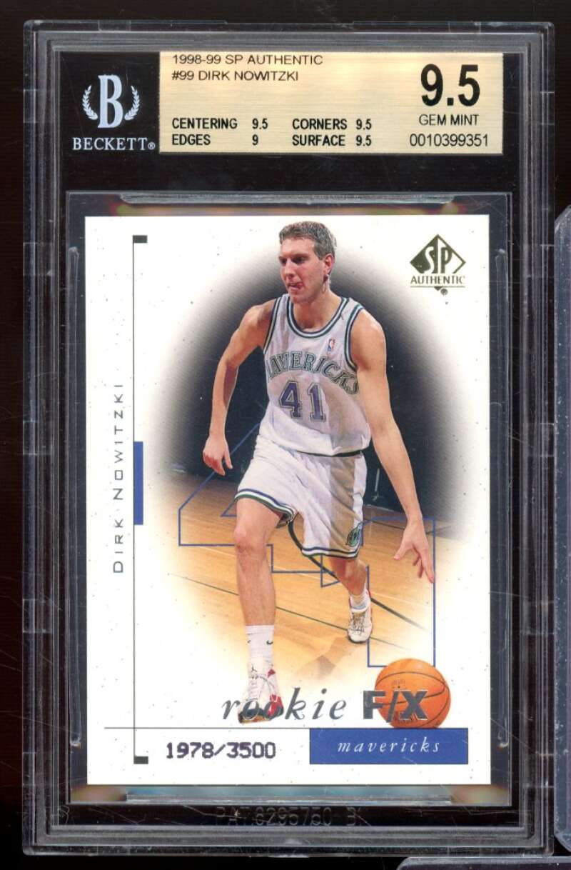 Dirk Nowitzki Rookie Card 1998-99 SP Authentic #99 BGS 9.5 Image 1