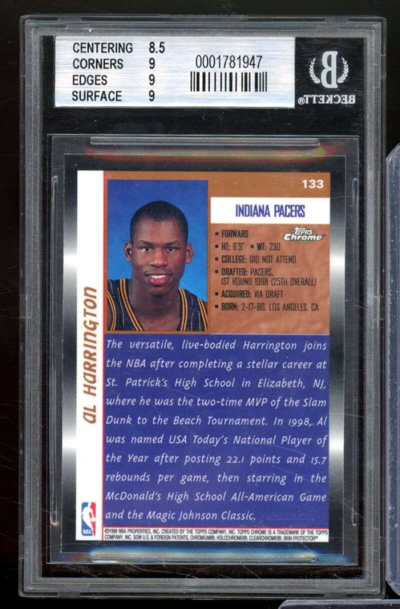 Al Harrington Rookie Card 1998-99 Topps Chrome #133 BGS 9 Image 2