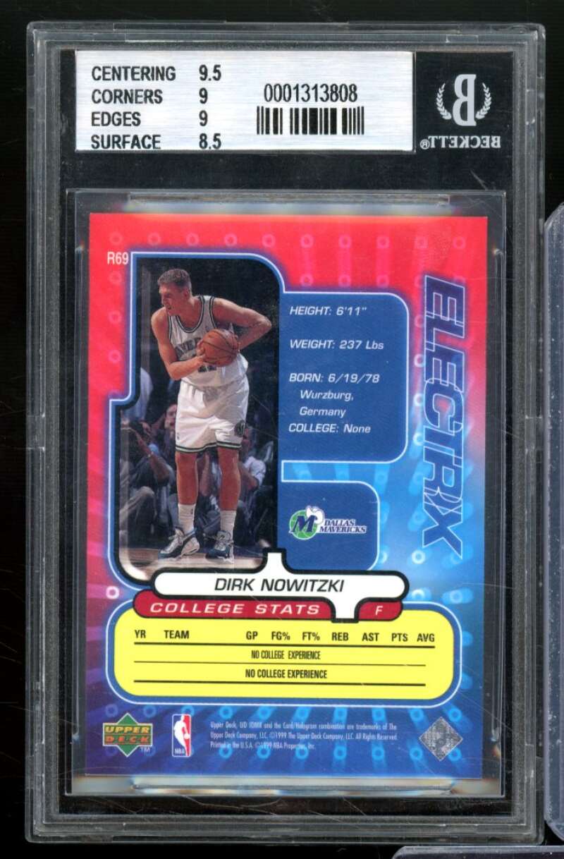 Dirk Nowitzki Rookie Card 1998-99 UD Ionix Reciprocal (Serial 1/100) #69 BGS 9 Image 2