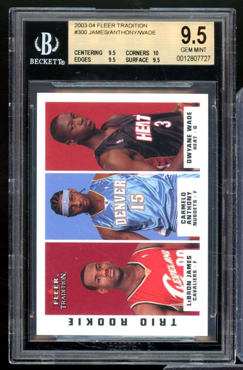 Lebron James/Anthony/Wade Rookie Card 2003-04 Fleer Tradition #300 BGS 9.5 Image 1