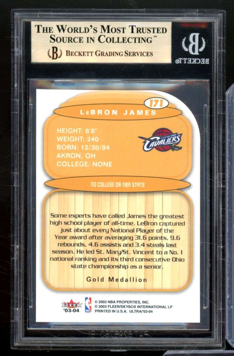 LeBron James Rookie Card 2003-04 Ultra Gold Medallion #171 BGS 9.5 Image 2