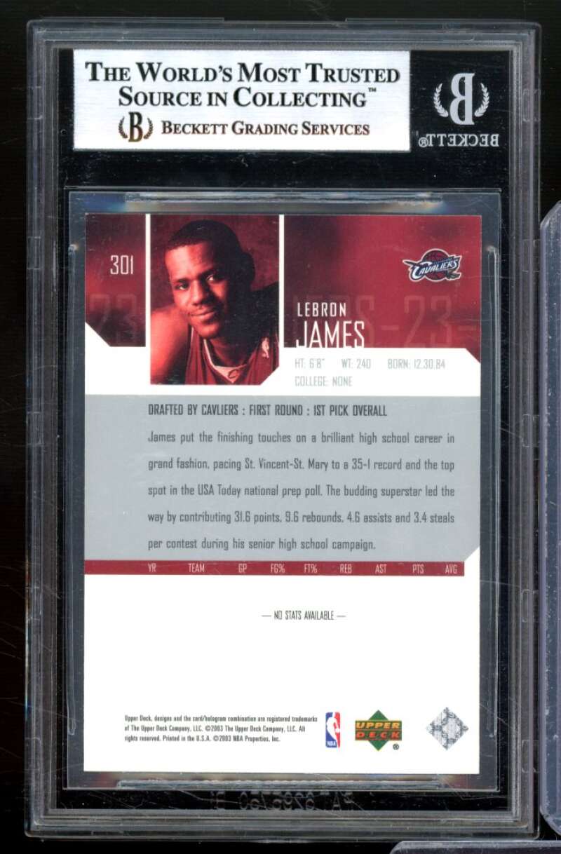 LeBron James Rookie Card 2003-04 Upper Deck #301 BGS 9 Image 2