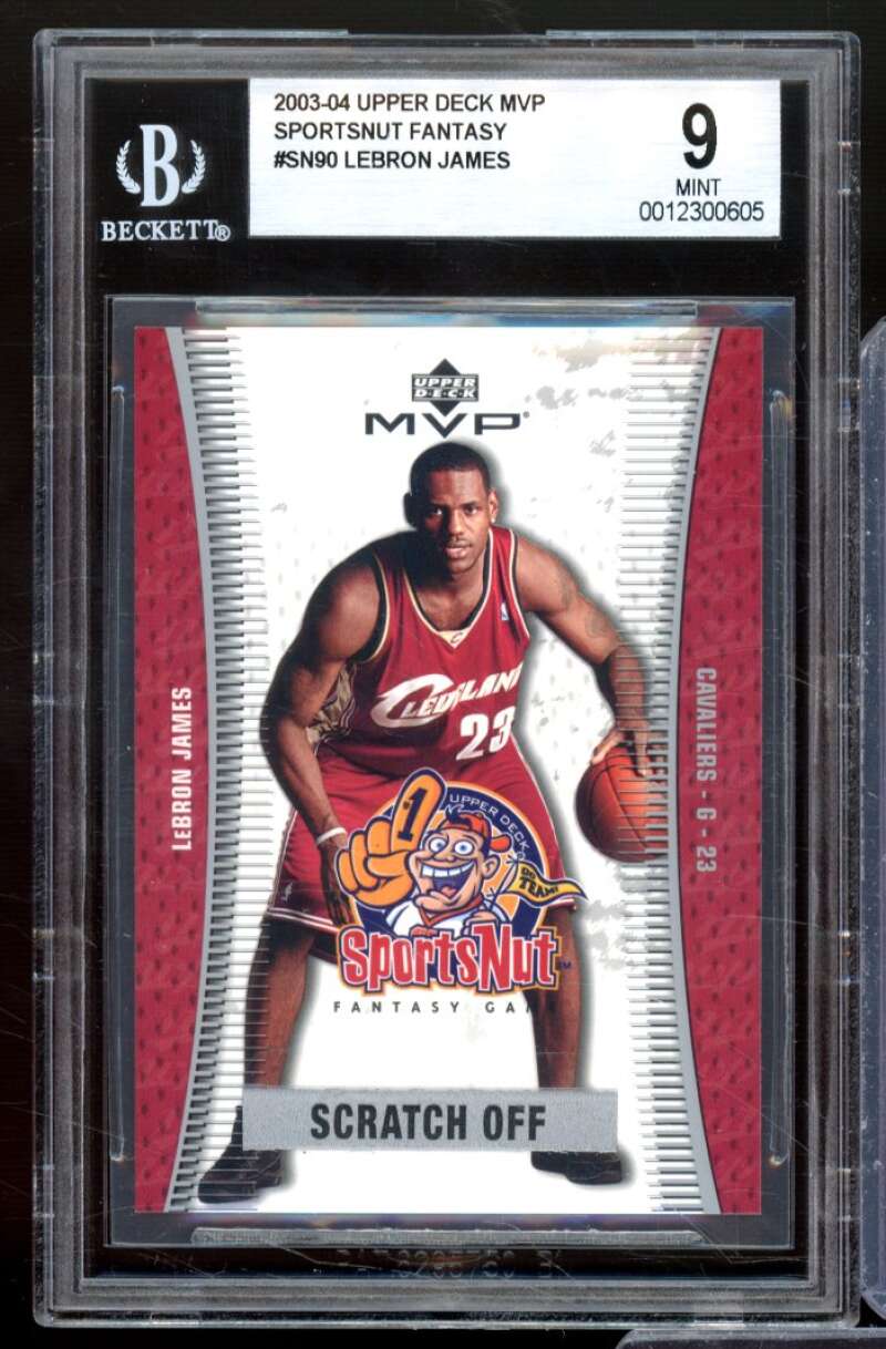 LeBron James Rookie Card 2003-04 Upper Deck MVP Sportsnut Fantasy #SN90 BGS 9 Image 1