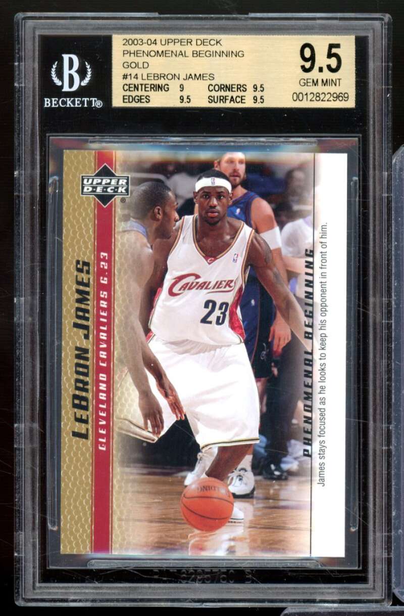 LeBron James Card 2003-04 Upper Deck Phenomenal Beginning Gold #14 BGS 9.5 Image 1