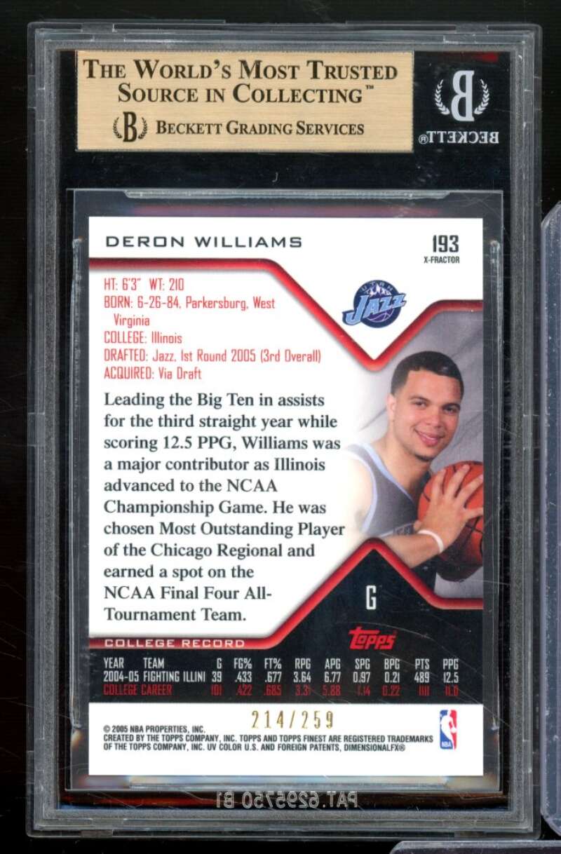 Deron Williams Card 2004-05 Finest X-Fractors #193 BGS 9.5 Image 2