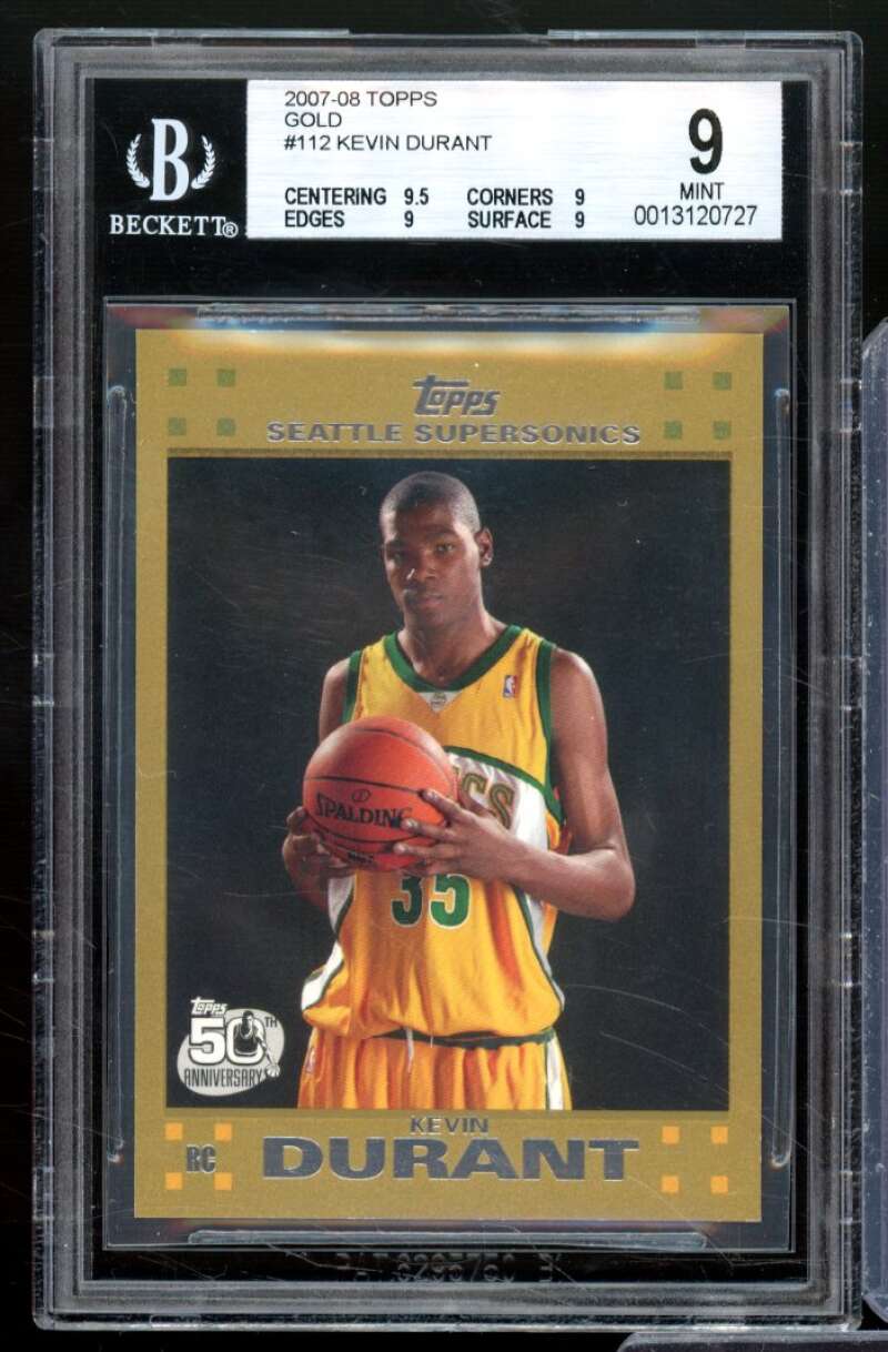 Kevin Durant Rookie Card 2007-08 Topps Gold #112 BGS 9 Image 1