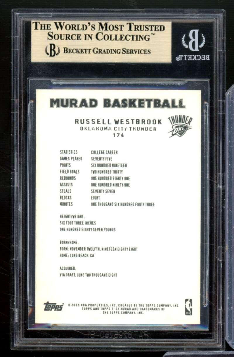 Russell Westbrook Rookie Card 2008-09 Topps T51 Murad #174A BGS 9.5 Image 2