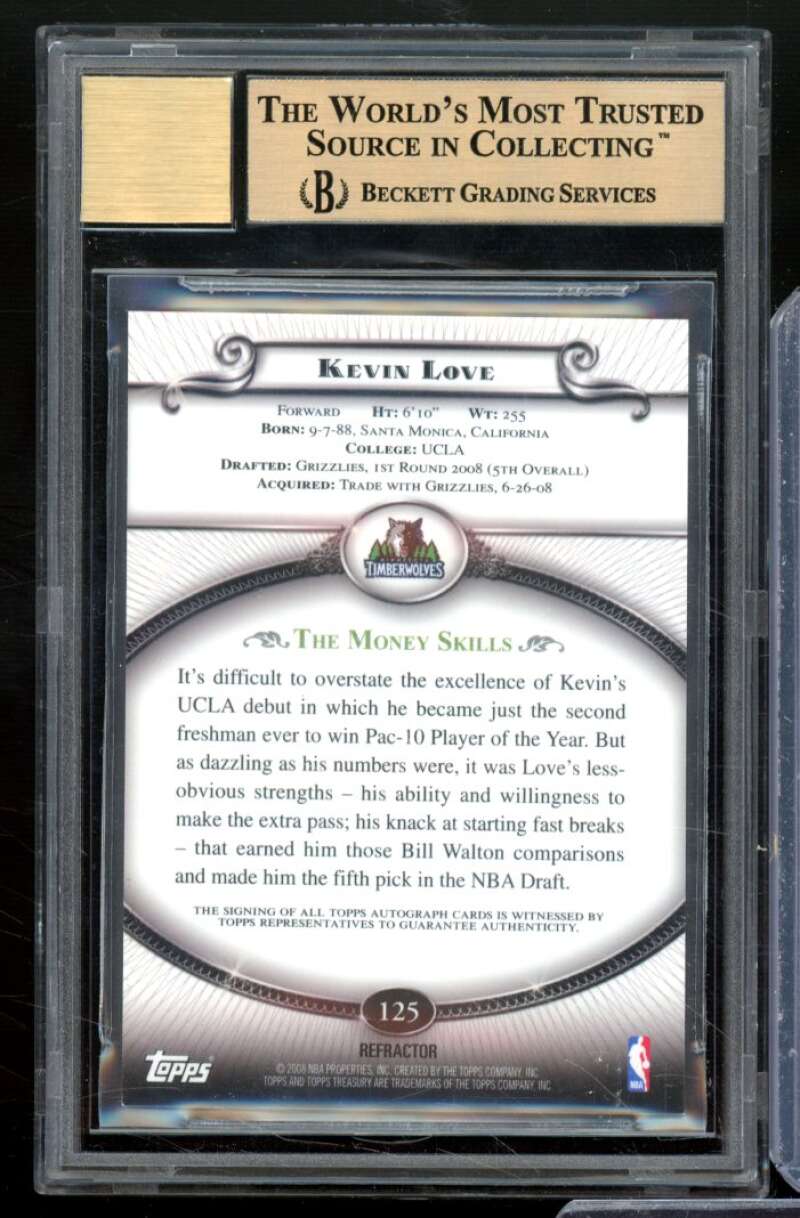 Kevin Love Rookie Card 2008-09 Topps Treasury Rookie Autographs #125 BGS 9.5 Image 2