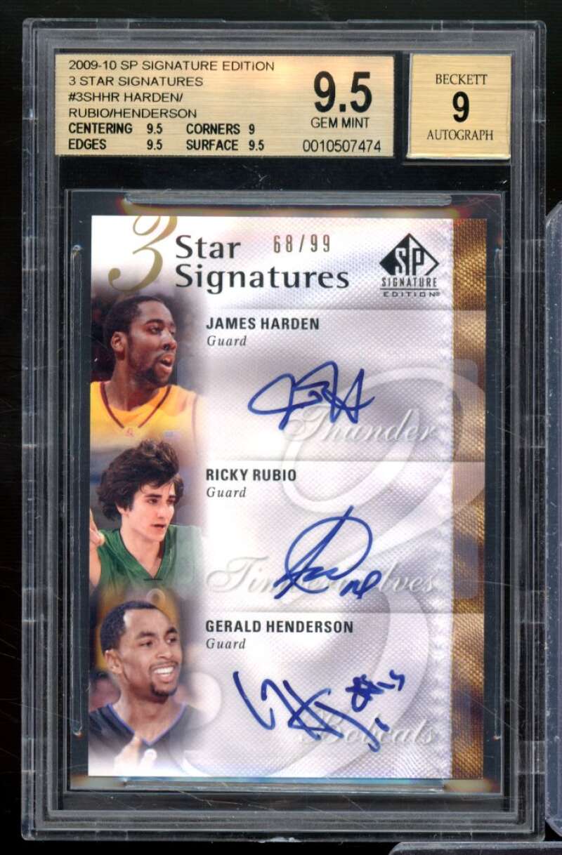 Rubio/James Harden Rookie 2009-10 SP Edition 3 Star Signatures #3SHHR BGS 9.5 Image 1