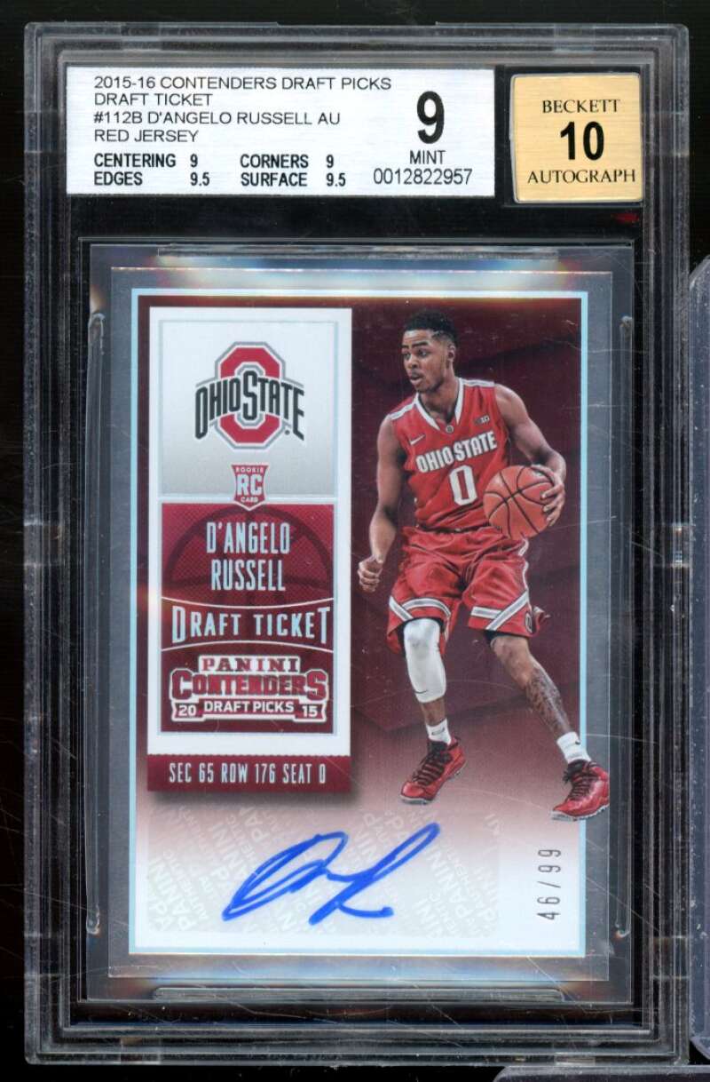 D'Angelo Russell RC 2015-16 Contenders Draft Picks Draft Ticket AU #112B BGS 9 Image 1