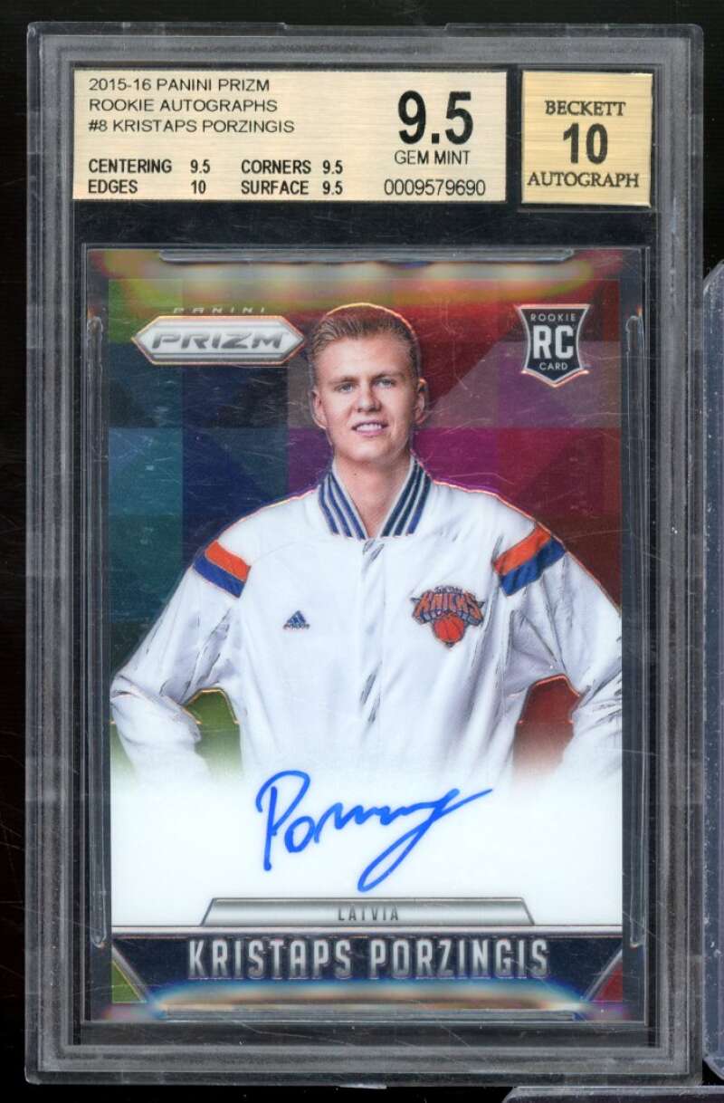 Kristaps Porzingis Rookie Card 2015-16 Panini Prizm #8 BGS 9.5 Image 1