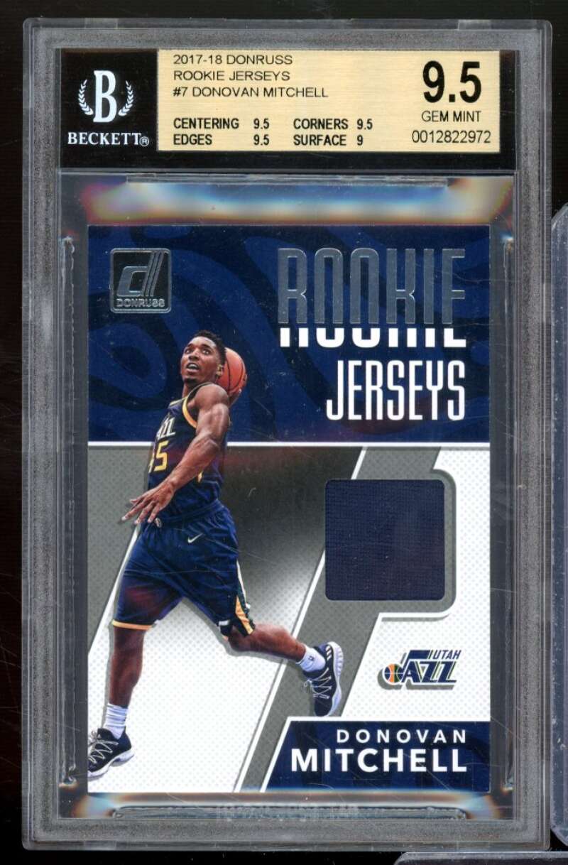 Donovan Mitchell Rookie Card 2017-18 Donruss Rookie Jerseys #7 BGS 9.5 Image 1