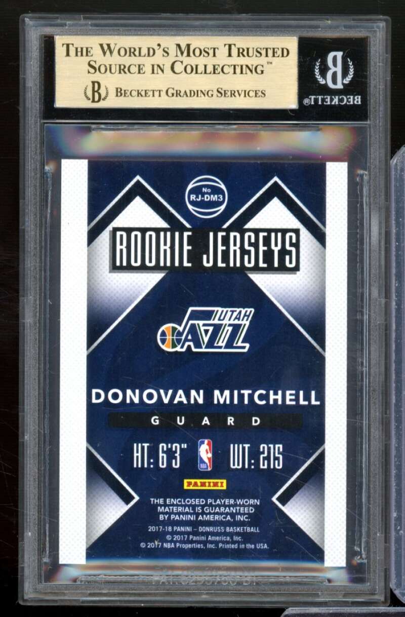 Donovan Mitchell Rookie Card 2017-18 Donruss Rookie Jerseys #7 BGS 9.5 Image 2